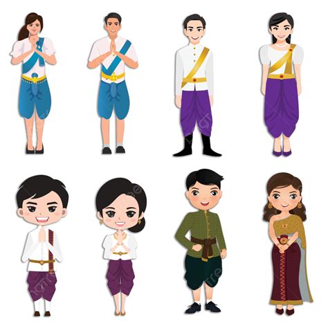 Cartoon Salute Men And Women Khmer 2023 Vector, Cartoon Clipart, Women ...