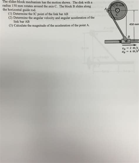 Solved The slider -block mechanism has the motion shown. The | Chegg.com