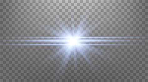 Blue horizontal lens flare. Isolated on transparent background. Sun ...