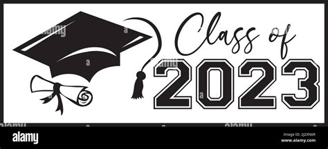 Class of 2023 Banner with Diploma and Graduation Cap Stock Vector Image ...