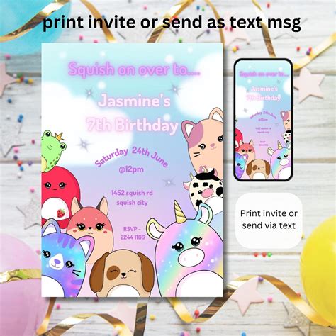 Squishmallow Birthday Party Invitation Squishmallow Party - Etsy