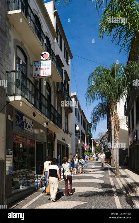 Shops in the town centre, Funchal, Madeira, Portugal Stock Photo - Alamy