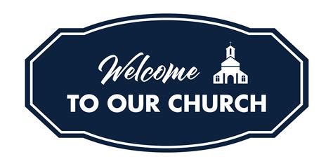 Victorian Welcome to Our Church Sign (Navy Blue / White) - Small ...