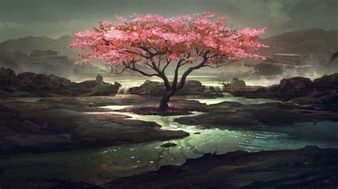 Cherry Blossom Tree Art Wallpaper