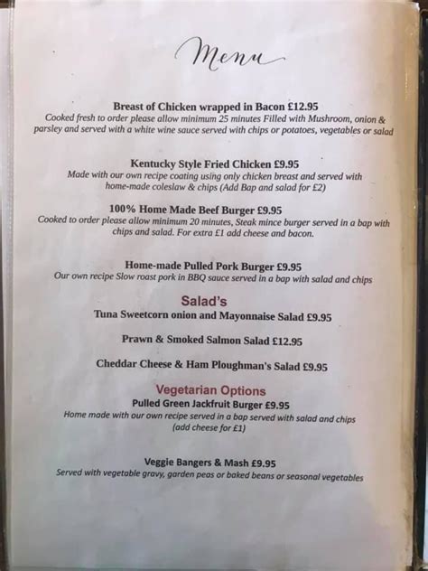 Menu at The White Horse pub & bar, Arlesey