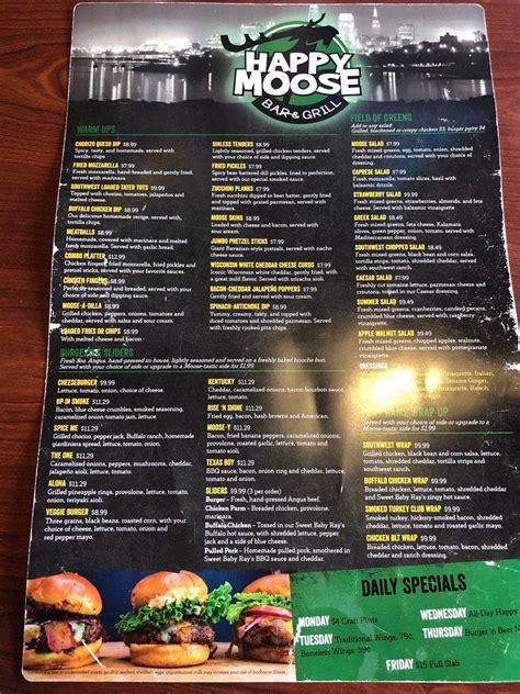 Menu at Happy Moose Bar and Grill, Mentor