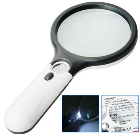 3X 45X Handheld Magnifier Book Light with 3 LED Light Reading ...