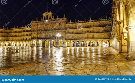 Plaza Mayor of Salamanca at Night with the Main Facade of the Town Hall ...