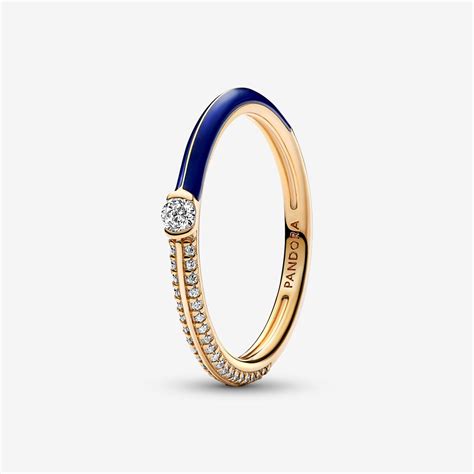 Pandora ME Pavé & Blue Dual Ring | Gold plated | Pandora US