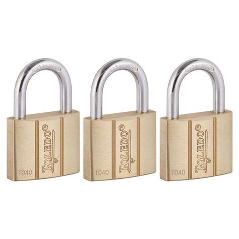 Toledo Fine Locks Brass Keyed Padlock (3-Pack)-TO40KA3 - The Home Depot