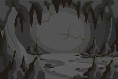 Cartoon horror cave tunnel landscape vector graphic illustration ...