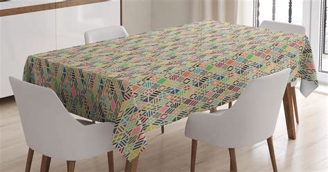 Geometric Tablecloth, Patchwork Art of Rhombus Shape Geometric ...