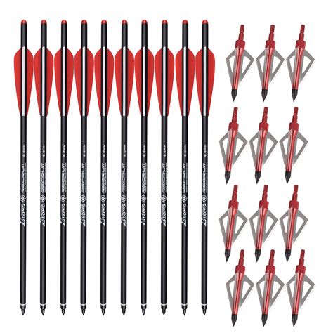 ELONG OUTDOOR 20" Carbon Arrows Crossbow Bolts +12 Red Broadheads 100 ...