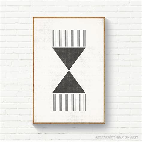 Minimalist Black & White Poster, Geometric Black White Wall Art ...