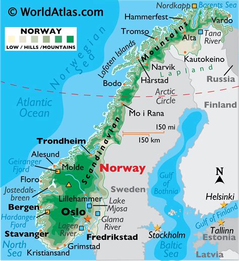 Norwegia ukształtowanie terenu Mapa | Cooper Street