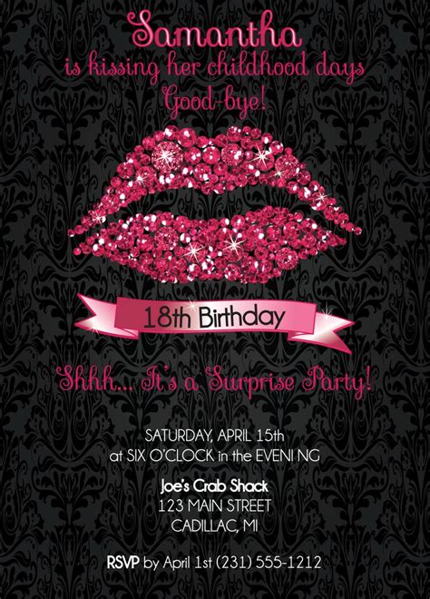 18th Birthday Invitation 18th Birthday Party Invitation Hot