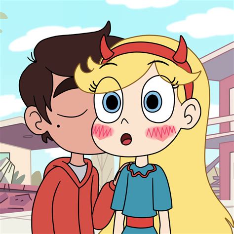 Marco kissed on Star's cheek early by Deaf-Machbot on DeviantArt