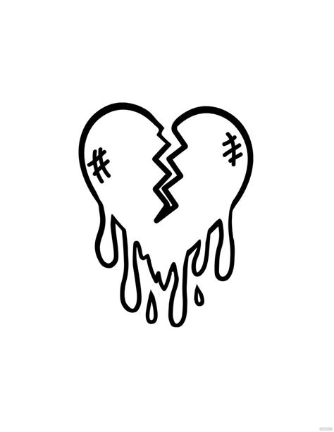 Creative Broken Heart Drawing in Illustrator, PDF, SVG, JPG, EPS, PNG ...