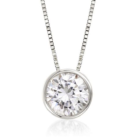 1.00 Carat Bezel-Set Diamond Solitaire Necklace in 14kt White Gold ...