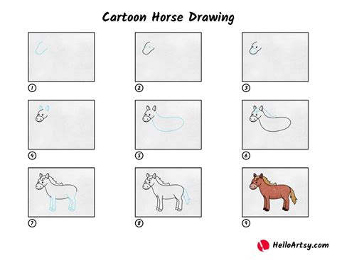 Cartoon Horse Drawing - HelloArtsy