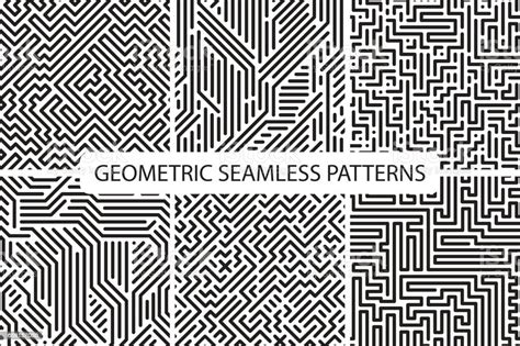 Collection Of Striped Seamless Geometric Patterns Digital Backgrounds ...