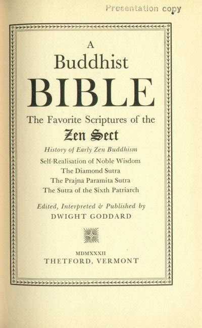 A Buddhist Bible: Title Page