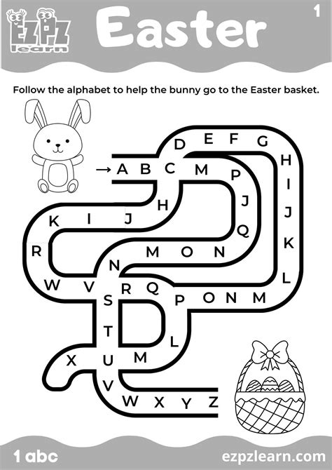 Easter Alphabet Maze for Kids 1 - Ezpzlearn.com