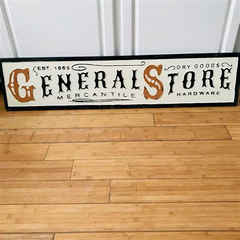 Vintage enameled General Store Sign with vintage lettering white black ...