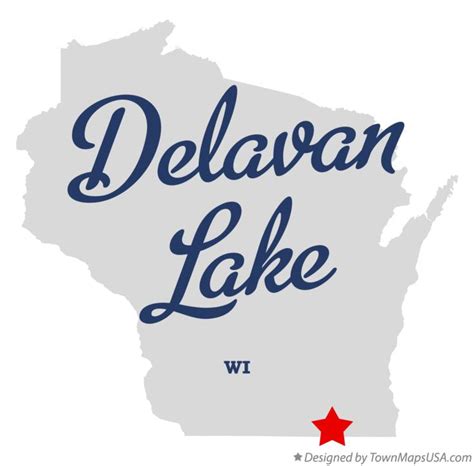 Map of Delavan Lake, WI, Wisconsin