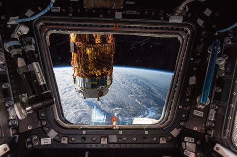 orbital view, space station, ISS, window, space, technology, Earth ...