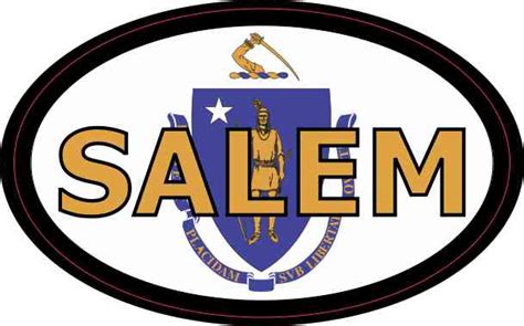 4in x 2.5in Oval Massachusetts Flag Salem Sticker