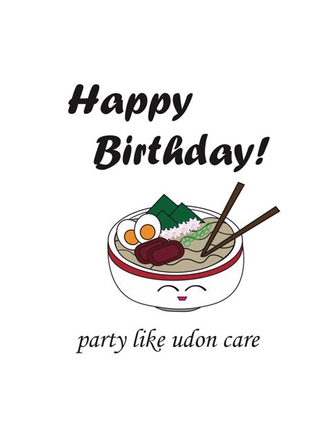 Birthday Card Noodle Card Party Like Udon Care Birthday - Etsy UK