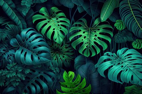 Wall Art Print | Green tropical leaves background | UKposters