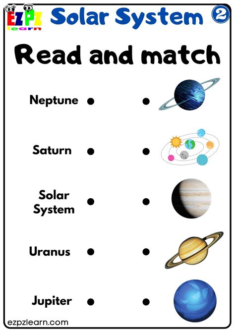 Solar System Read and Match Worksheet 2 For Kids - Ezpzlearn.com