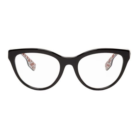 Burberry Black Acetate Monogram Cat-eye Glasses In 3824 Black ...