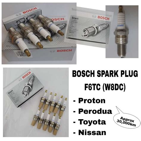 ORIGINAL BOSCH Spark Plug F6TC (W8DC) For Proton/Perodua/Toyota/Nissan ...