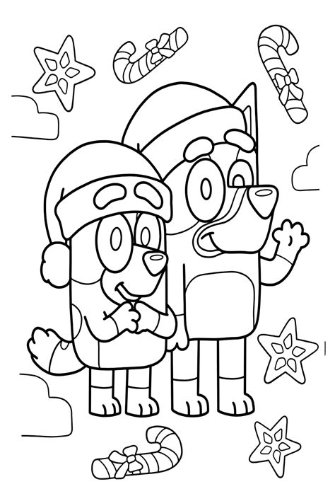 Bluey Christmas Coloring Pages - Free Printable Coloring Pages