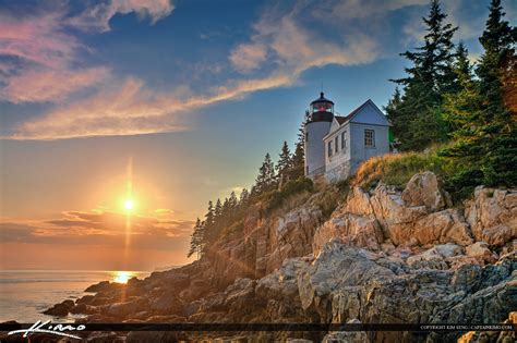 Bass Harbor lighthouse During Sunset at Acadia National Park Maine