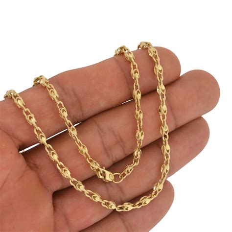 Men's 10k Gold 3mm Turkish Link Chain Necklace 24" Marquise Style ...