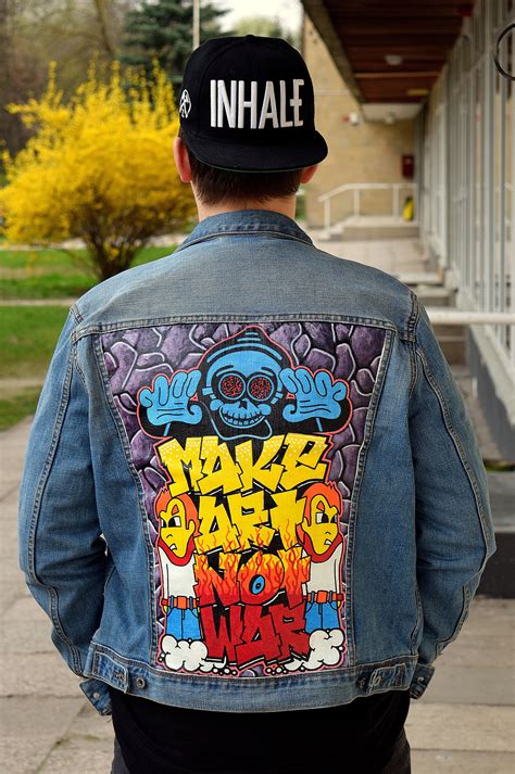 ''Make Art Not War'' Acrylic, markers. 2015 My first hand painted denim ...