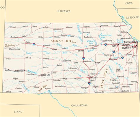 Kansas State Map Showing Counties - United States Map