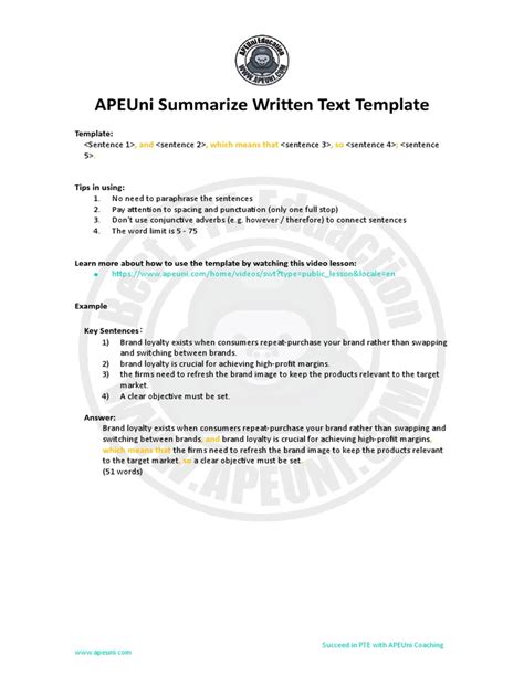 APEUni Summarize Written Text Template | PDF | Brand | Economies