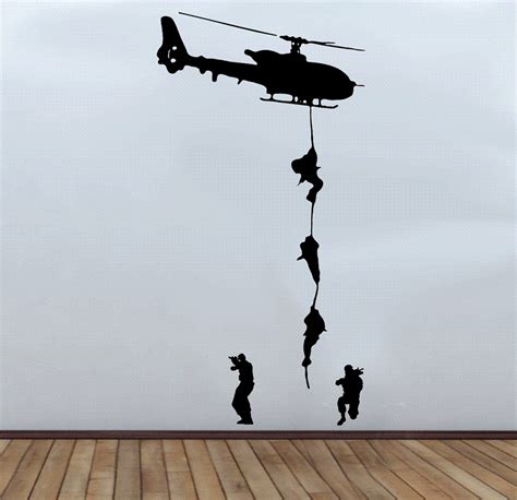 LARGE Army Troop Helicopter Wall Art Decal Sticker Kids Soldier Vinyl ...