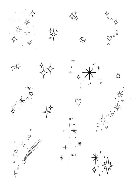 sparkle tattoo flash sheet | Small pretty tattoos, Small hand tattoos ...