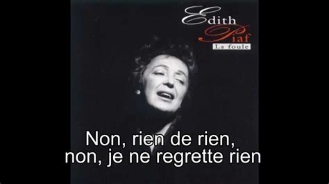 Edith Piaf / Non je ne regrette rien (1961) *Lyrics* - YouTube