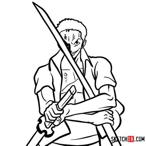 How to draw Roronoa Zoro with swords | One Piece | Easy drawings, Zoro ...