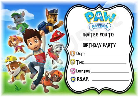 Paw Patrol Birthday Invitation Template