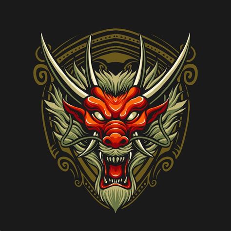 Premium Vector | Red dragon head illustration