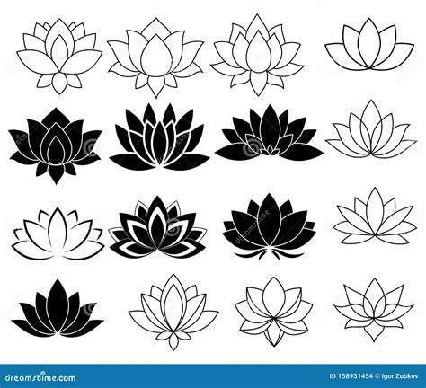 Flowers Lotus Flat Simlpe Pattern Vector Illustraton | CartoonDealer ...