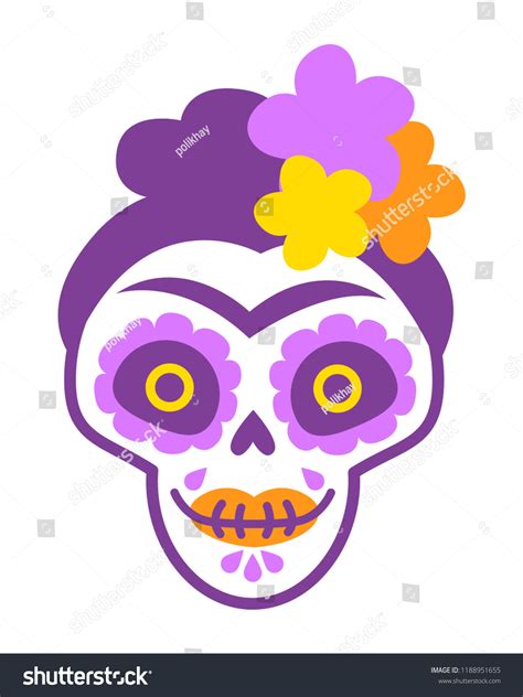 Mexican Sugar Skull Calavera Frida Kahlo: Vector có sẵn (miễn phí bản ...